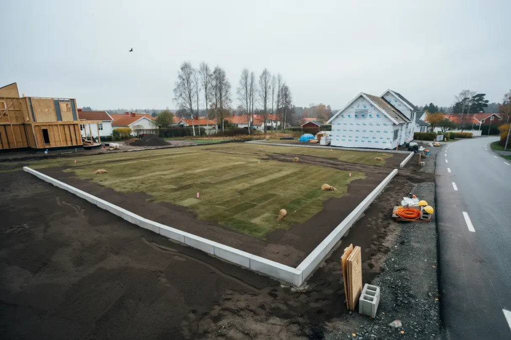 finplanering av villatomt med gr ss dd i stuvsta