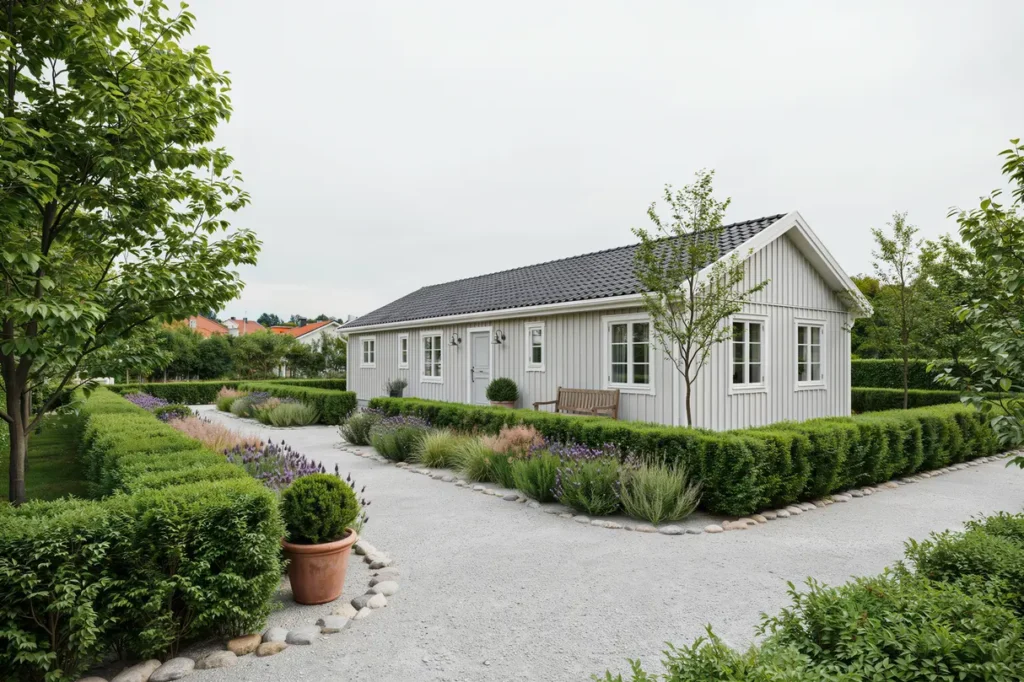 anl ggning av tr dg rd med h ckar och rabatter i flemingsberg huddinge